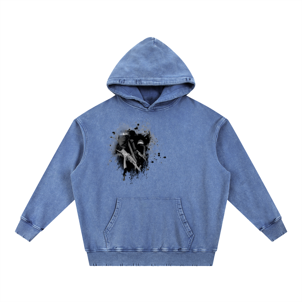 Snow Wash Hand-Frayed Heavyweight  Hoodie