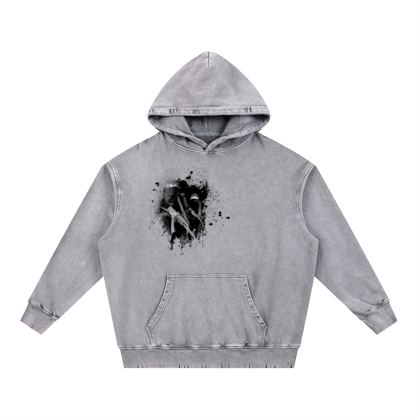 Snow Wash Hand-Frayed Heavyweight  Hoodie