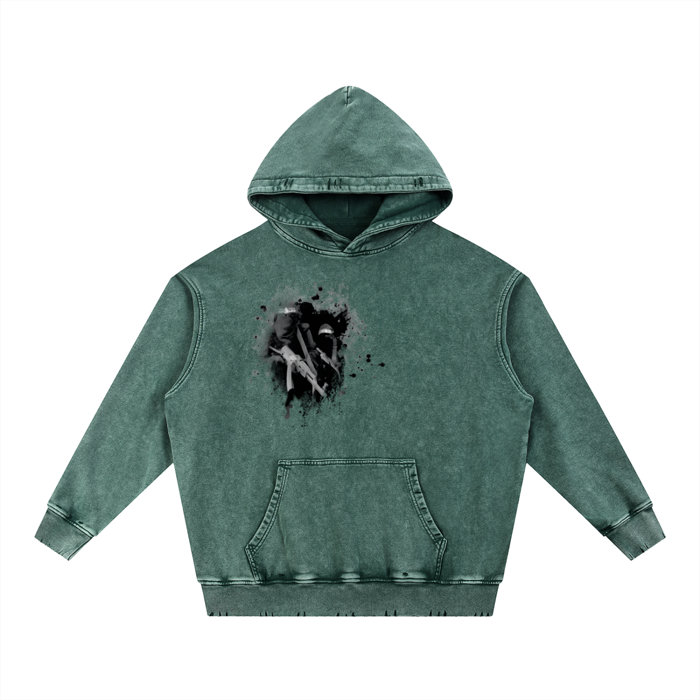 Snow Wash Hand-Frayed Heavyweight  Hoodie